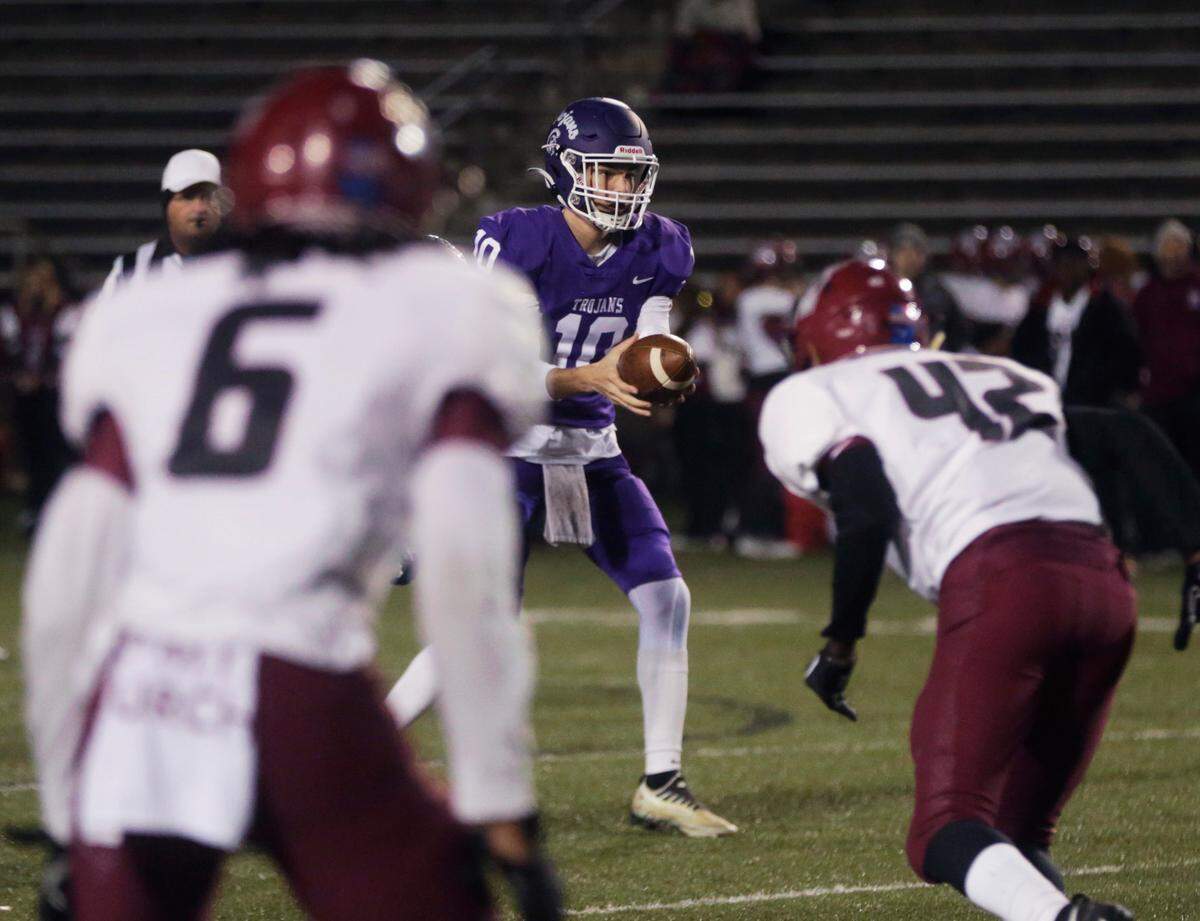 Northwestern’s Finley Polk looks for an opening Friday, Nov. 18, 2022 at the quarterfinals of the 4A state playoffs in Rock Hill.