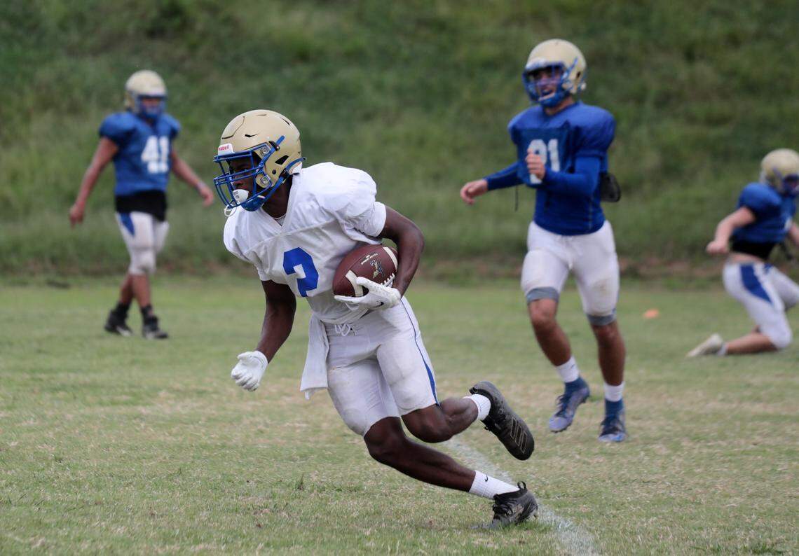 The Indian Land Warriors football team practices Wednesday.