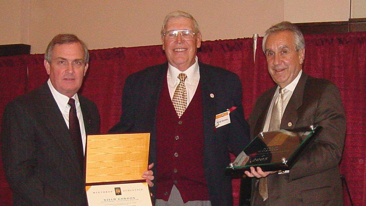 Nield Gordon, center, was inducted into the Winthrop Hall of Fame in 2005.