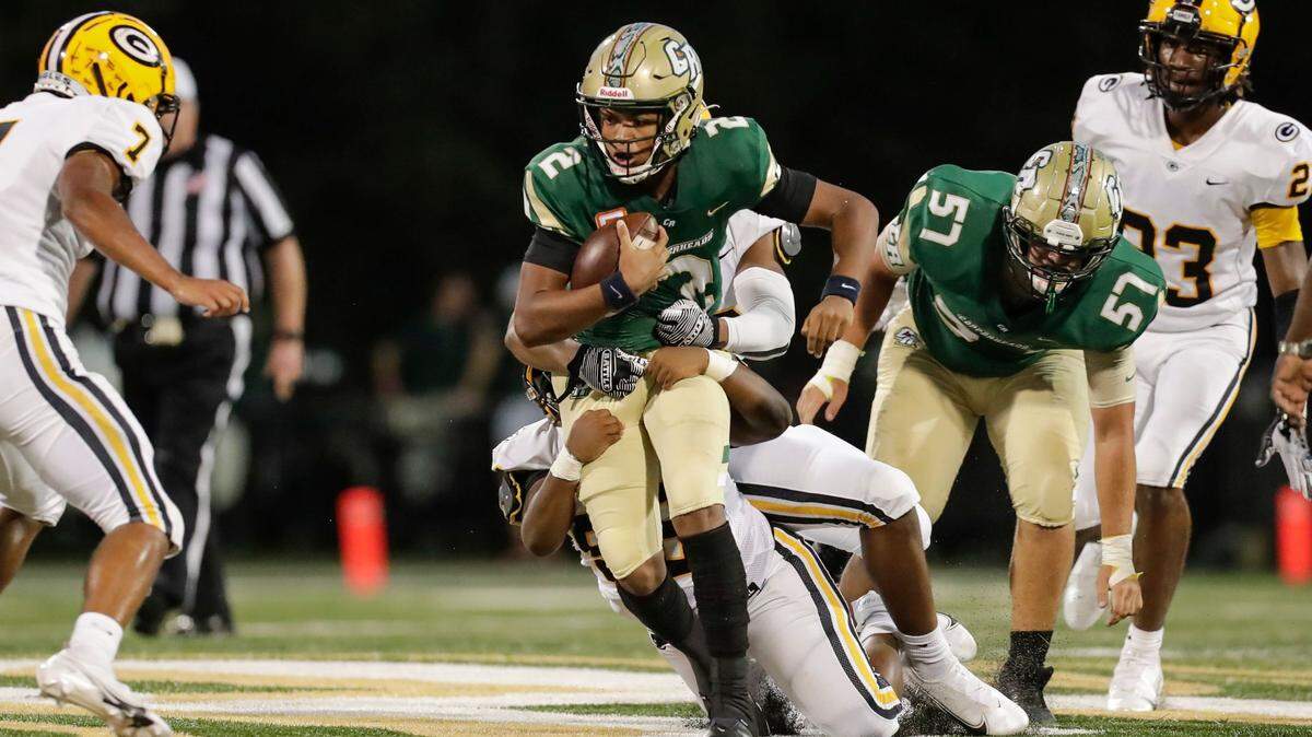 Catawba Ridge quarterback Jadyn Davis rushes against Greenwood on Friday, Sept. 3, 2021.
