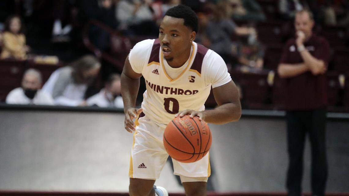 Winthrop’s Russell Jones Jr. heads up the court against Mercer in an early November game.