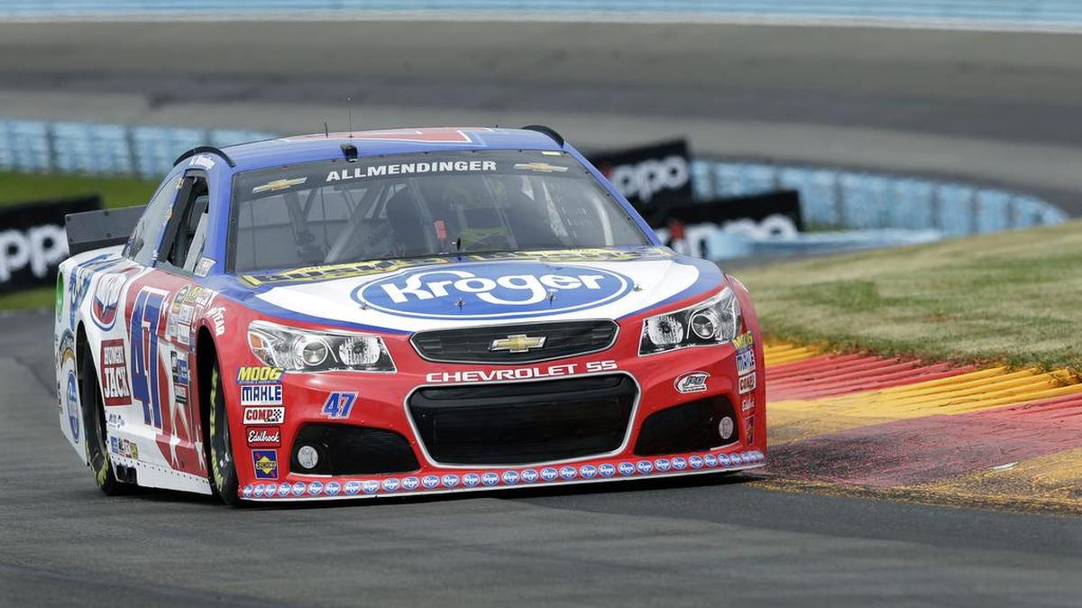 
AJ Allmendinger (47), who rode a victory at Watkins Glen a year ago to a spot in the NASCAR Chase, won the pole at the track on Saturday, giving him a straight shot at another berth on the twisting road course.
