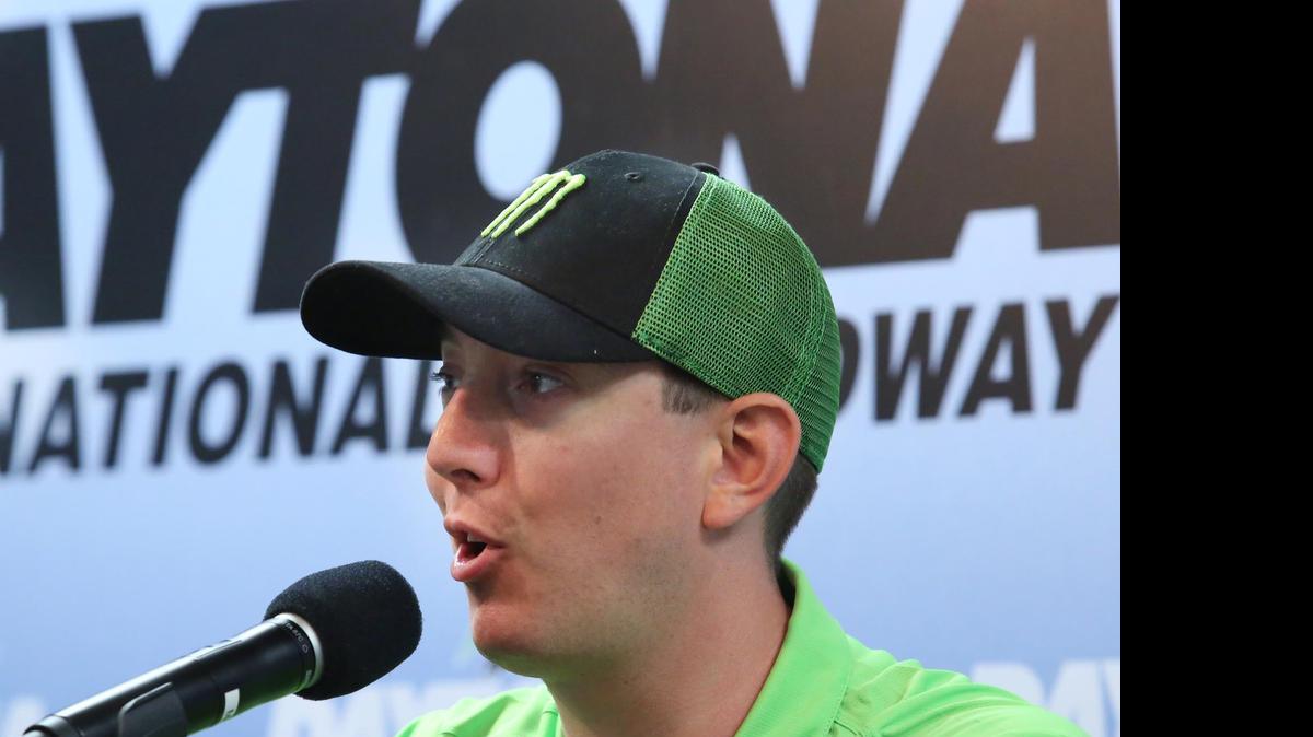 
Kyle Busch talks about safety during a news conference at Daytona International Speedway on Saturday, July 4, 2015, in Daytona Beach, Fla. 
