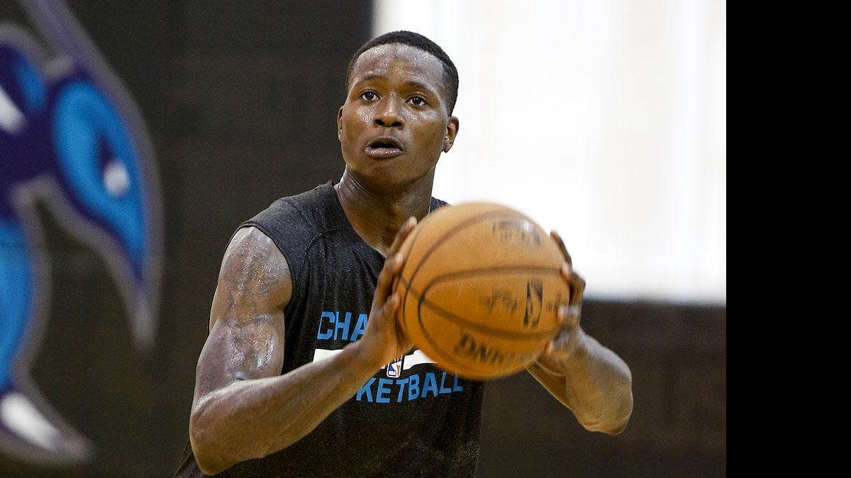 
Louisville guard Terry Rozier’s audition Sunday with the Charlotte Hornets was his ninth workout with 18 days remaining until the draft. He’s already scheduled to work out for seven more teams. (Nell Redmond photo)

