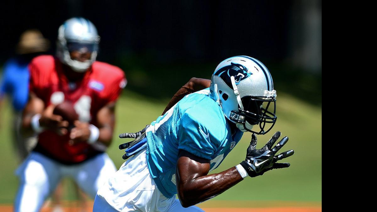 
Carolina Panthers wide receiver Stephen Hill (87), shown in a file photo, has always had potential in the eyes of NFL teams and fans. He flashed it again at Thursday’s OTAs with the Panthers.
