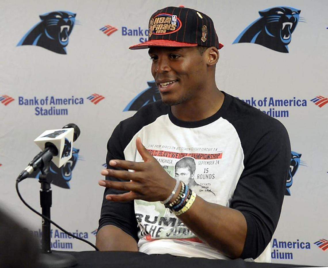 Carolina Panthers quarterback Cam Newton (1) spoke to the media after Tuesday morning’s practice at Wofford College in Spartanburg, and he expressed no regrets for Monday’s practice fight with cornerback Josh Norman, insisting it will only make both of them better.