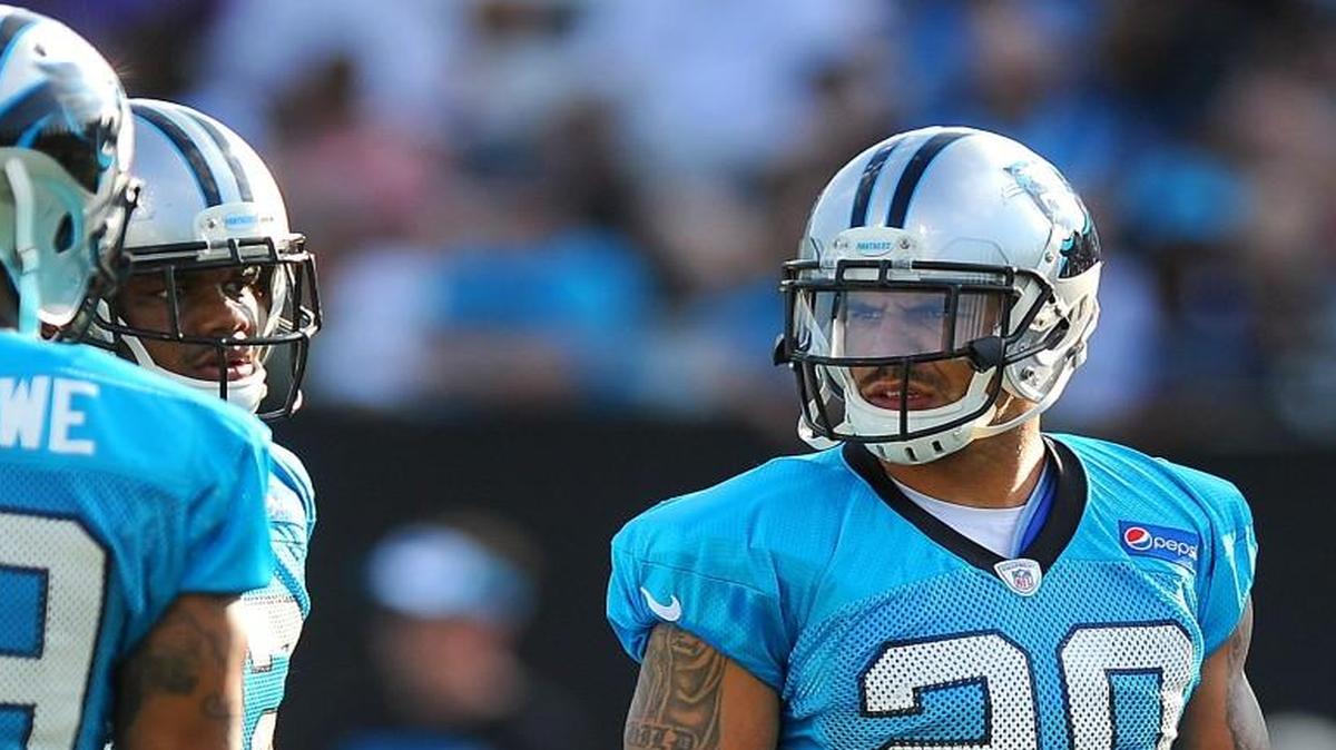 
Carolina Panthers safety Kurt Coleman (20) considered giving up football after his routine tackle left an Ohio State teammate paralyzed. But Tyson Gentry’s forgiveness helped convince him to keep playing. 
