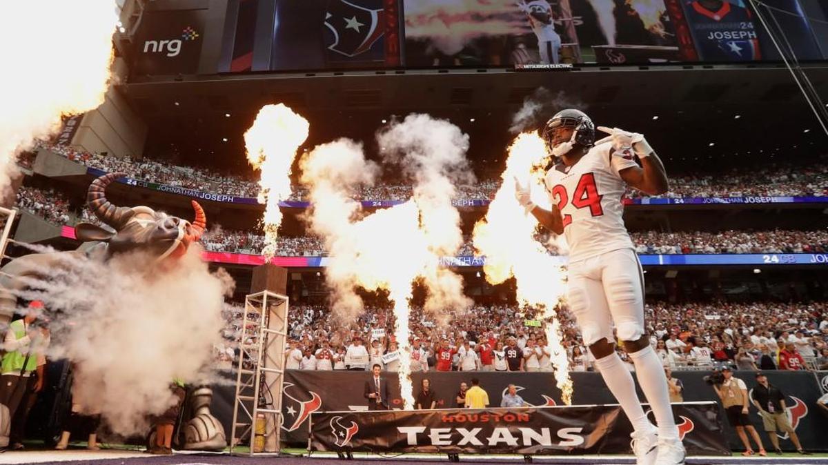 Houston Texans cornerback Johnathan Joseph (24) is introduced before an NFL football game Sunday, Sept. 11, 2016, in Houston.