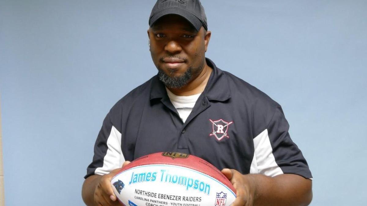 Rock Hill’s James Thompson has coached peewee football for five years. He was named a Carolina Panthers coach of the week and honored during the team’s win over the Philadelphia Eagles Sunday night.