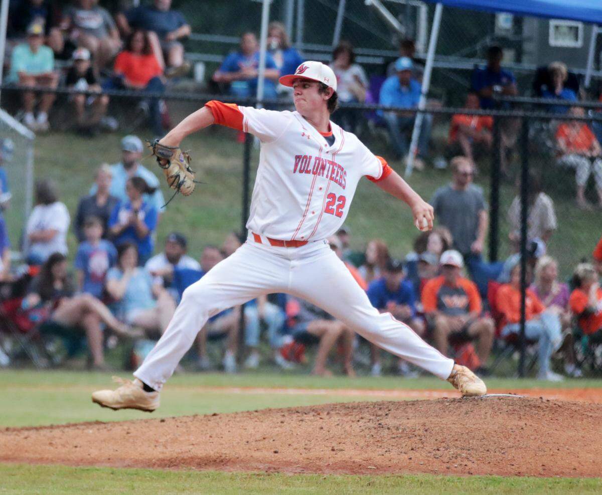 Andrew Jackson’s Kyle Percival pitches Wednesday in front of dozens of spectators.