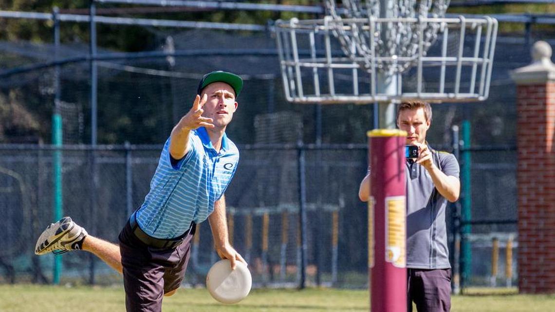 Nate Sexton leads by one stroke at the halfway point of the United States Disc Golf Championship