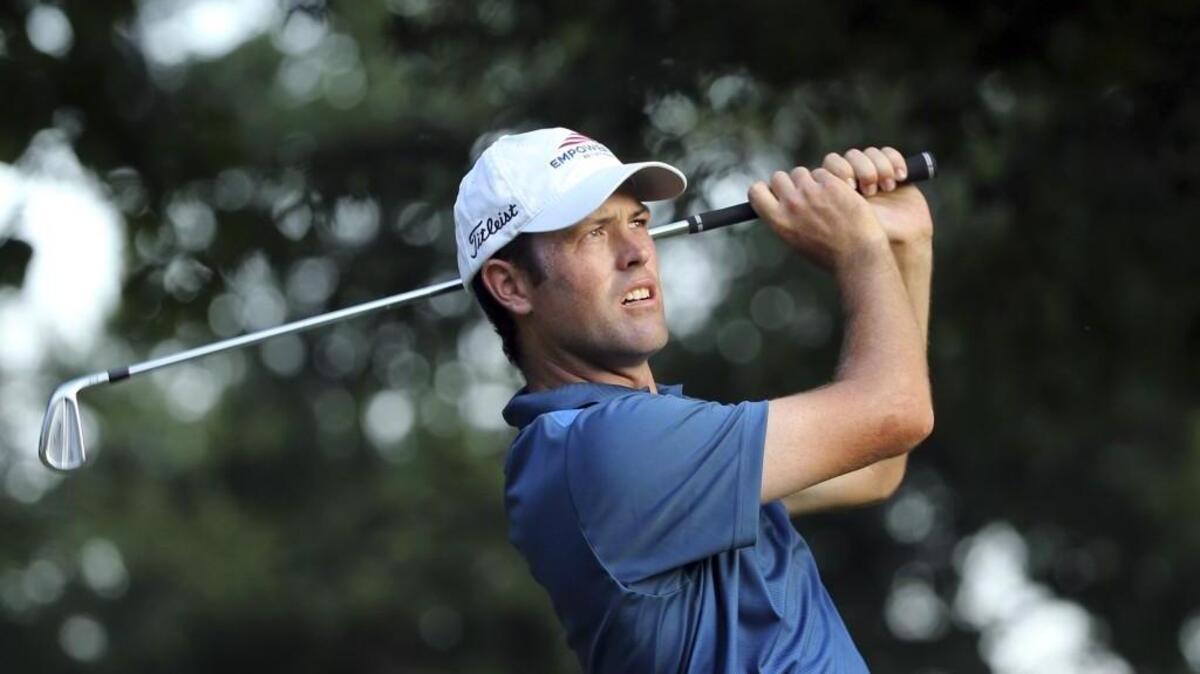 Robert Streb watches his tee shot on the eighth hole during Friday’s second round of the PGA Championship at Baltusrol Golf Club in Springfield, N.J. Streb shot the day’s best round, a 7-under 63 to share the second-round lead with Jimmy Walker at 9-under par.