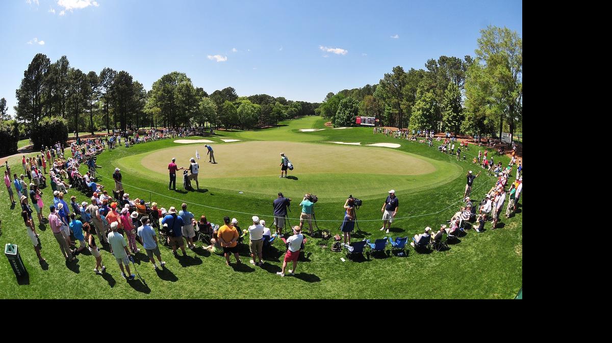 
The green at No. 5, a 570-yard par-5 hole at Quail Hollow Club, site of this week’s Wells Fargo Championship in Charlotte. 
