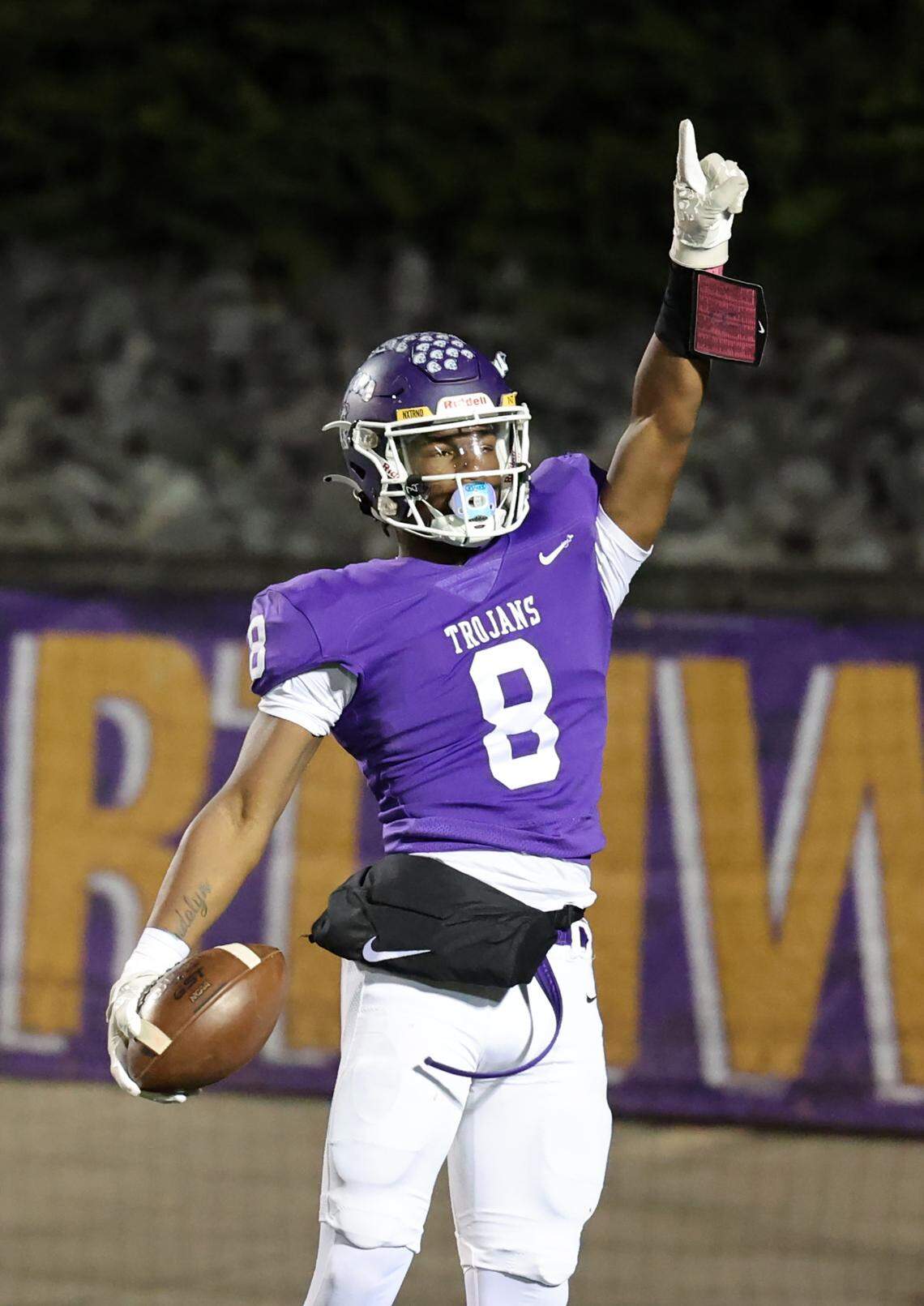 Northwestern’s Zymier Gordon-Miles celebrates after a touchdown Friday in Rock Hill, S.C.