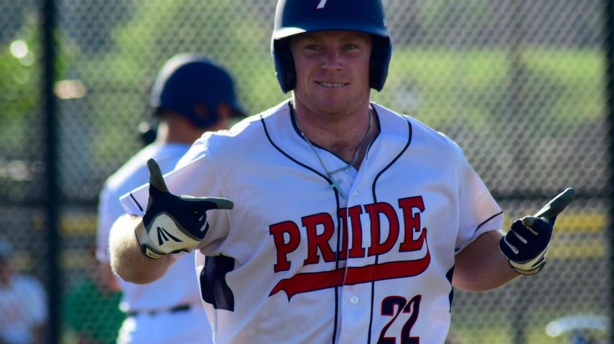 Tee Dubose celebrates a home run, one of two he hit Friday night during the Pride’s win over Lake Norman.
