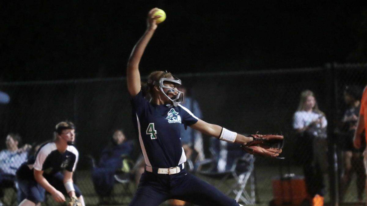 Legion Collegiate’s Taylor Watson pitches in the seventh inning Tuesday as the Lancers take on the Andrew Jackson Volunteers.