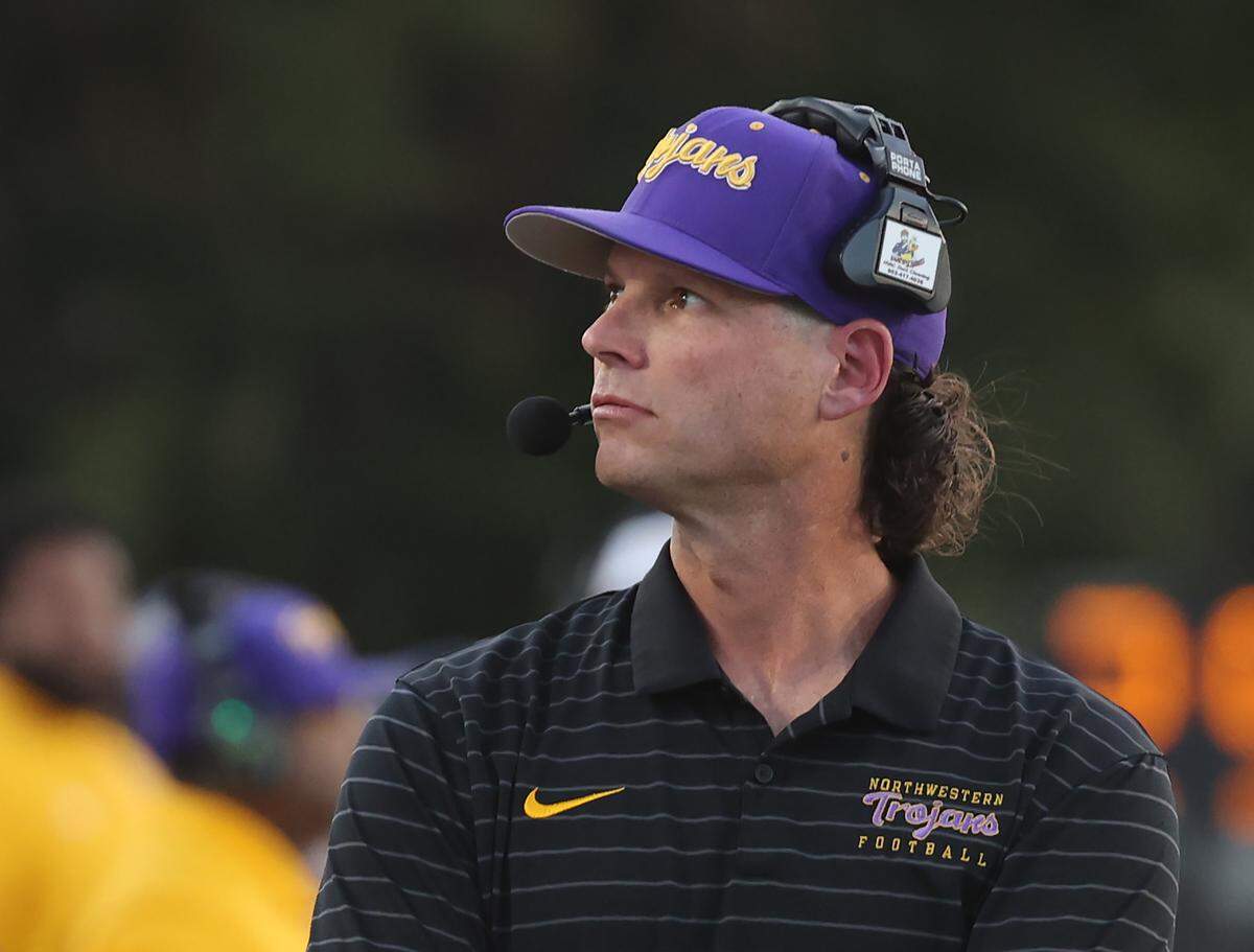 Northwestern football coach Page Wofford during a September game in Rock Hill. 