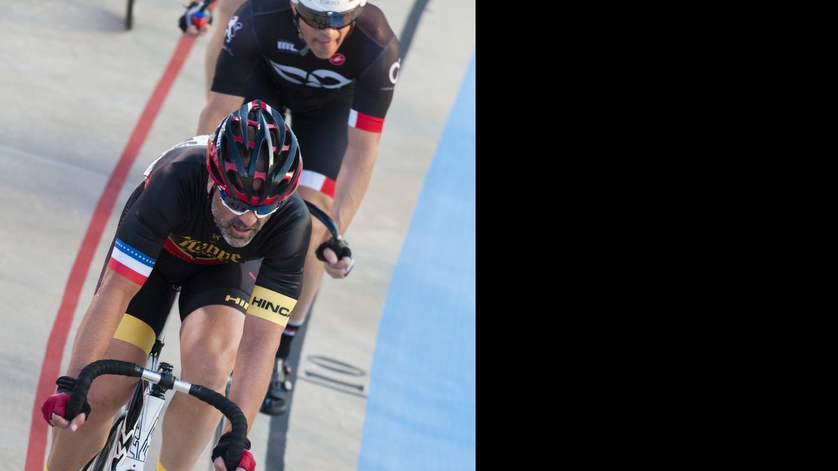 
Darin Marhanka, of Pickens South Carolina, won the silver medal in the men's point race 50-54 during the USA Cycling Masters Track National Championships at the Giordana Velodrome in Rock Hill.
