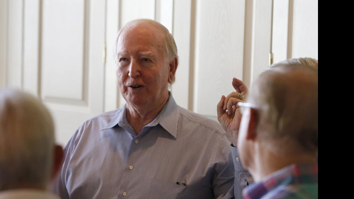 
Bobby Bolin speaks at a lunch for former Rock Hill baseball players Thursday. Bolin, a Hickory Grove native, played in the majors for over 12 seasons.
