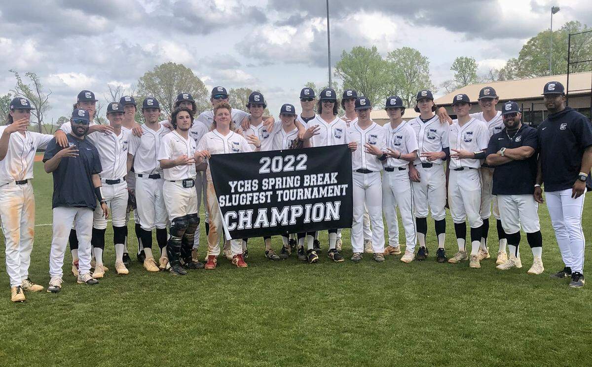 Clover baseball defeated archrival York on Thursday, April 14 to win the 2022 YCHS Spring Break Slugfest Tournament.