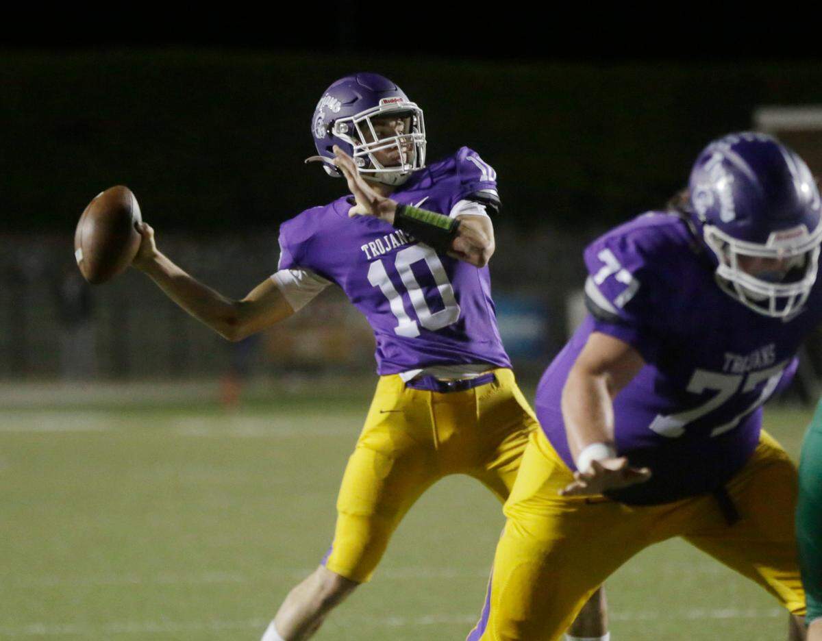 Northwestern quarterback Finley Polk looks for an opening Friday, Oct. 28, 2022 in Rock Hill, S.C.